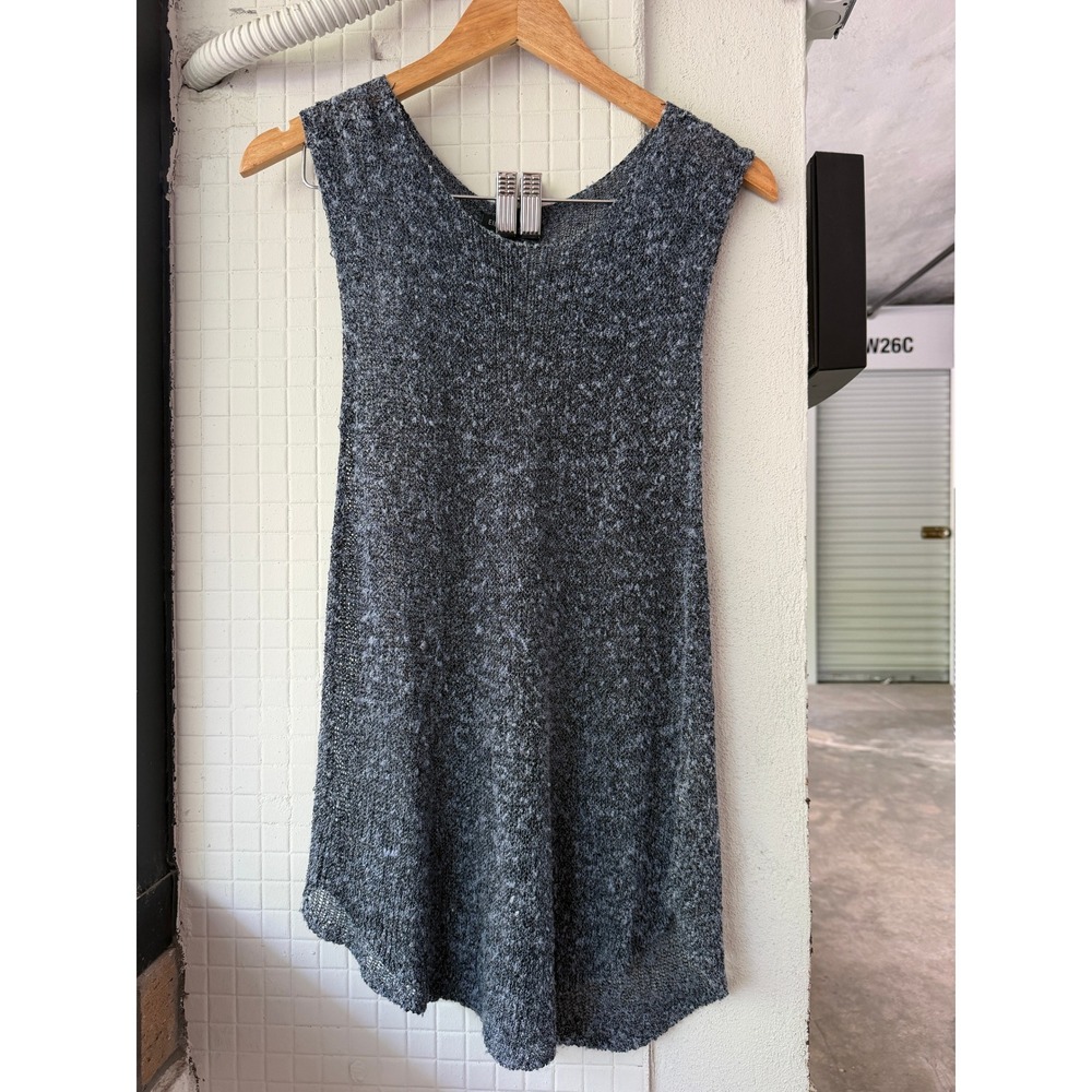 Eileen Fisher Gray Marled Boucle Knit Sleeveless Tunic Tank Top Small S/P